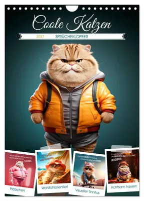 Produktbild von COOLE KATZEN Sprücheklopfer (Wandkalender 2027 DIN A4 hoch), CALVENDO Monatskalender