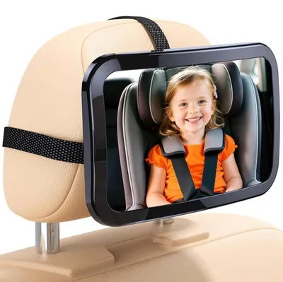 Immagine prodotto di Specchietto per auto per bambini, girevole a 360°, realizzato in vetro acrilico resistente agli urti, colore nero