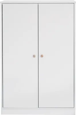 Produktbild von Kleiderschrank 80x50x120 cm Weiß mit Kleiderstange und 2 Türen