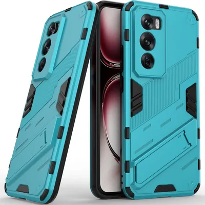 Produktbild von Armor Hülle für Oppo Reno12 Pro Hybrid PC TPU Bumper Stoßfestes Schutzhülle mit Standfunktion Blau