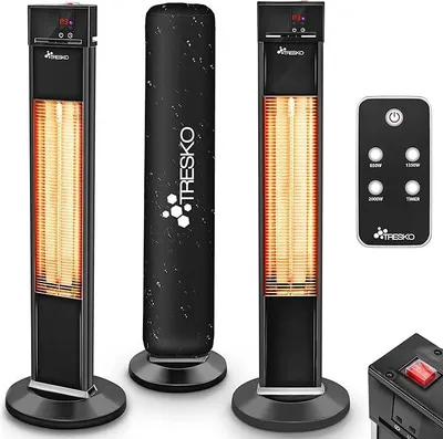 Zdjęcie produktu dla Podgrzewacz podczerwieni stojący o mocy 2000W z pilotem | Elektryczny grzejnik tarasowy z 3 poziomami mocy | Grzejnik tarasowy do użytku wewnątrz i na zewnątrz | Grzejnik podczerwieni z wyświetlaczem LED