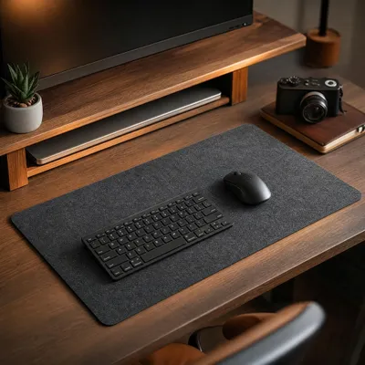 Image de Sous-main de bureau - 80 x 40 cm - Feutre gris foncé