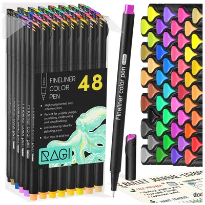 Produktbild von Fineliner RAGI 0,4 mm, 48er Set, farbig, Spitze in Metallhülse