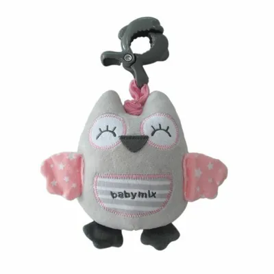 Image de Jouet éducatif en peluche avec clip Baby Mix hibou rose