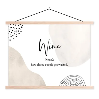Produktbild von MuchoWow® Textilposter Sprichwörter - Wein - Wörterbuch - Zitate - Definition von Wein 120x90 cm mit holzfarbenen Rahmen - Magnetisch