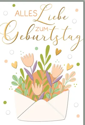 Produktbild von Geburtstag - Karte mit Umschlag - Briefumschlag mit Blumen - plastikfr