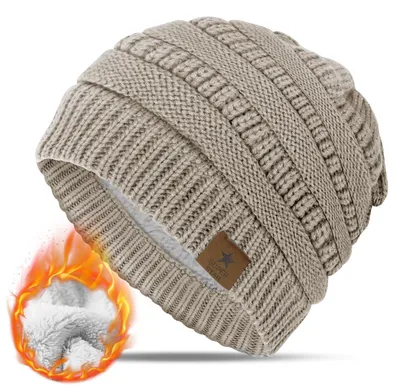 Zdjęcie produktu dla Czapka damska zimowa, typu beanie, podwójna warstwa polaru, ciepła i oddychająca, kolor: szary, rozmiar: 50-56