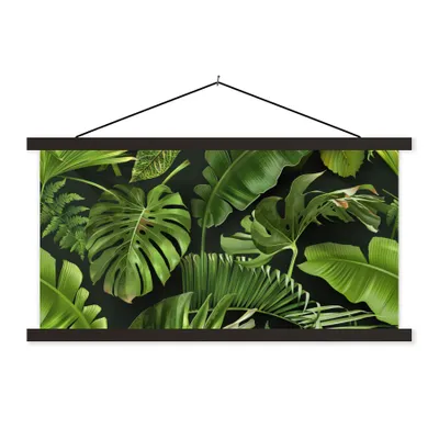 Produktbild von MuchoWow® Textilposter Muster - Tropisch - Blätter - Jungen - Mädchen - Kinder - Kind 60x30 cm mit schwarzem Rahmen - Textilien