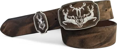 Produktbild von Trachtengürtel Echtleder Hirsch-Schnalle, Jagdgürtel bestickt, FRONHOFER Tracht