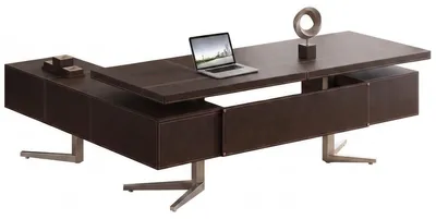 Produktbild von Schreibtisch Bari' rechts in braun Edelstahl Winkelschreibtisch