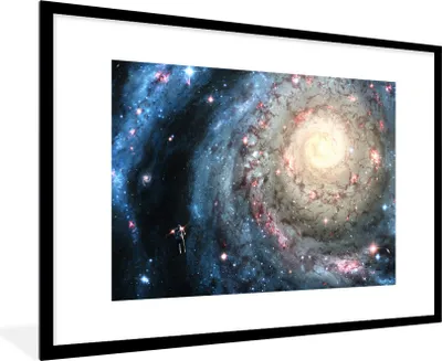 Produktbild von MuchoWow® Gerahmtes Poster Illustration der Galaxie Milchstraße 90x60 cm - Poster mit Schwarzem Bilderrahmen Wandposter Rahmen Foto Bilder - Wanddekoration - Fotos