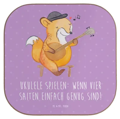 Produktbild von Mr. & Mrs. Panda Untersetzer für Gläser Ukulele Freude - Lavendeltraum - Geschenk, Instrument, Lernen, Hawaii, Tischschoner, Coaster, Musik, Holzuntersetzer, Lieder