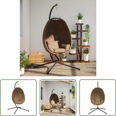 Obrázek produktu pro The Living Store Závěsné křeslo Egg Design se stojanem Taupe Fabric and Steel