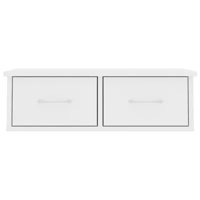 A white wall-mounted drawer unit with two drawers.