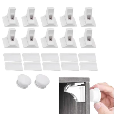 Produktbild von Magnetisches Schrankschloss, Kindersicherung Schrank 10 Schlösser + 2 Schlüssel, Kindersicherung Schrank Schubladensicherung ohne Bohren