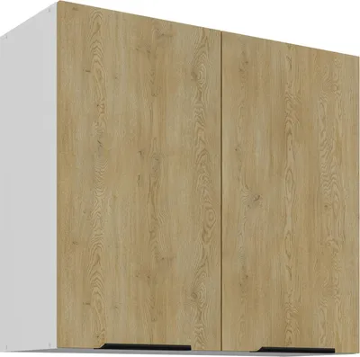 Produktbild von Küchen Hängeschrank 80 cm CREMONA Eiche hell + Weiß matt Küche Küchenzeile Küchenblock Einbauküche