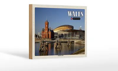 Produktbild von Holzschild Reise 18x12 cm Wales United Kingdom Hauptstadt Cardiff