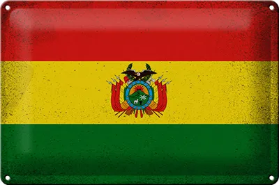Produktbild von Blechschild Flagge Boliviens 30x20cm Flag of Bolivia Vintage