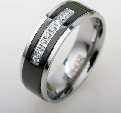 Produktbild von Ring schwarz mit Zirkonia: Titan Schmuck für Damen 59 (18.8 mm Ø)