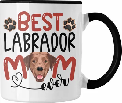 Produktbild von Trendation - Labrador Mom Besitzerin Tasse Geschenk Lustiger Spruch Geschenkidee Besitzerin Labrador Mama (Schwarz)