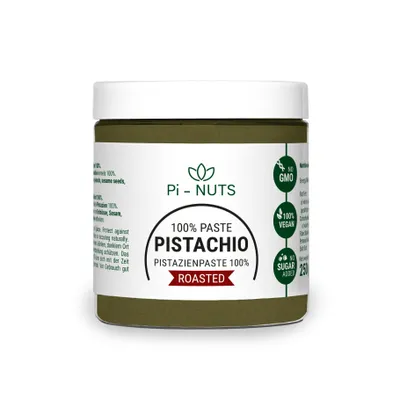 Produktbild von Pi-nuts - Geröstete Pistazienpaste 250g – 100% Pistazien, - intensives Aroma - für Desserts - Eis und Gebäck