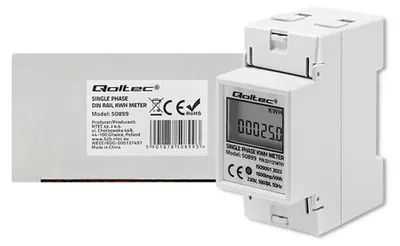 Zdjęcie produktu dla Qoltec Licznik Zużycia Energii Jednofazowy Na Szynę Din | 230V | Lcd | 2P