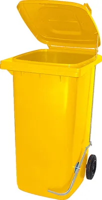 Produktbild von BRB 120 Liter Mülltonne/Müllgroßbehälter, gelb, mit Fußpedal für handfreie Bedienung