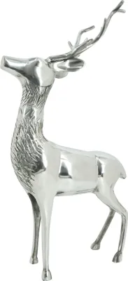 Produktbild von Deko Figur Hirsch stehend Aluminium silber 41x25x77cm