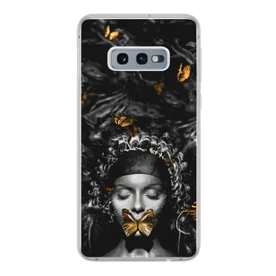 Produktbild von MuchoWow® Handyhülle Schutzhülle Hülle für Samsung Galaxy S10e Frau - Schmetterlinge - Schwarz - Weiß Silikon Softcase Handy Hülle - Handy