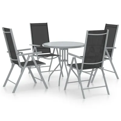 Image de Ensemble à manger de jardin 5pcs aluminium et textilène argenté