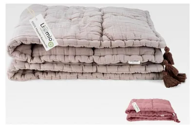 Produktbild von Krabbeldecke für Babys 120x120 cm gepolstert aus 100% Baumwolle Musselin [®100] in Beige