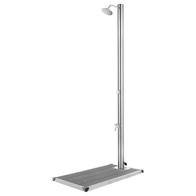 Produktbild von Gartendusche mit Grauer Bodenplatte 220 cm Edelstahl