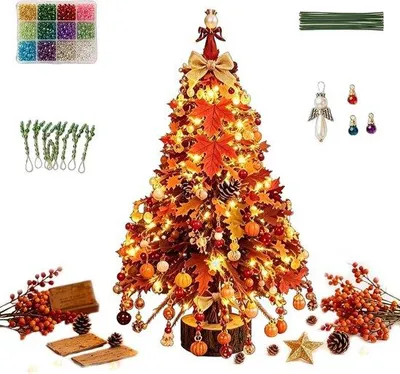 Produktbild von DIY Weihnachtsbaum Bastelset – 3D Perlen Weihnachtsbaum – Kristallperlen Set – mit bunten Perlen und Anhängern – Weihnachtsdeko – Stil D Herbst
