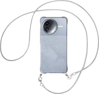 Produktbild von Handykette Backcover-Schutzhülle mit Band (Metall silberfarben) für Xiaomi Redmi K80 5G - silberfarbene Snake-Kette