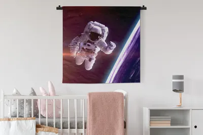 Produktbild von MuchoWow® Wandteppich Wandbehang Weltraum - Erde - NASA - Jungen - Kinder - Kinder 90x90 cm Tapisserie Dekoration Wandtuch - Wandaufhänger