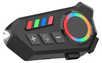 Produktbild von Bluetooth 5.4-Headset für Motorradhelme mit intelligenter Umgebungsbeleuchtung, kabellose Kopfhörer für Motorräder mit Mikrofon, Sprachassistent, CVC-Geräuschunterdrückung, IP65-Schutz