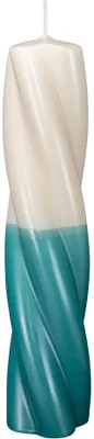 Produktbild von INNA-GLAS Blockkerze EMMANUELLE, schmal, gedreht, seegrün-creme, 20cm, Ø4cm - Germany - Dip Dye Stumpenkerze