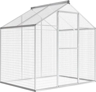 Produktbild von Außenvoliere aus Aluminium, große Vogelvoliere 178x122x194 cm mit Aluminiumdrahtgitter, für Vögel und gefiederte Haustiere