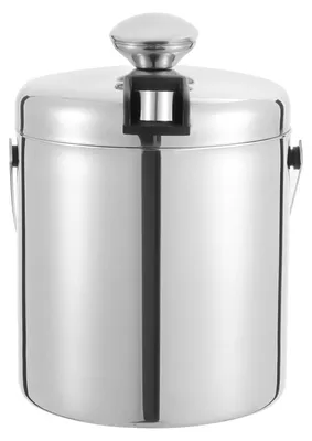 Produktbild von Isolierter Eiskübel - Eiskübel mit Zange - Doppelwandiger Edelstahl 1,3 l - Mit Deckel - Tragbar - Silber