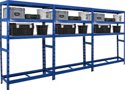 Produktbild von Mega Deal | 3x Reifenregal Tiger | HxBxT 180x120x40 cm | bis zu 6 Reifen auf 1 Ebene | mit 3 Fachboden | Blau