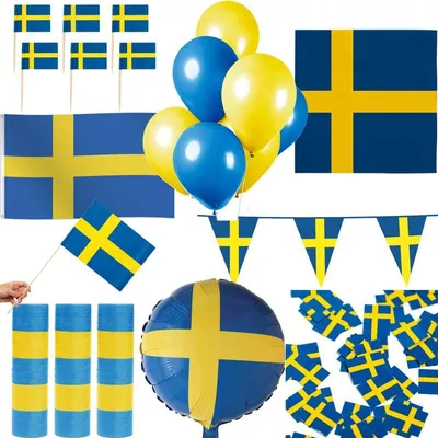 Produktbild von Schweden Länder Party Deko Set 256 tlg. Partyset blau gelb Partydeko Fussball WM EM