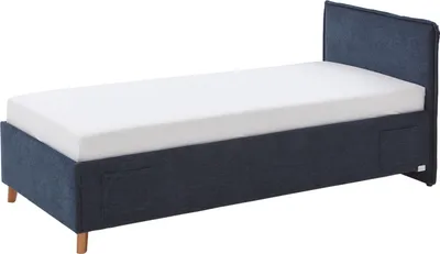 Produktbild von Bettgestell - 120 x 200 cm - Dunkelblau - Holzgestell - Stoffbezug - mit Lattenrost & USB-Port