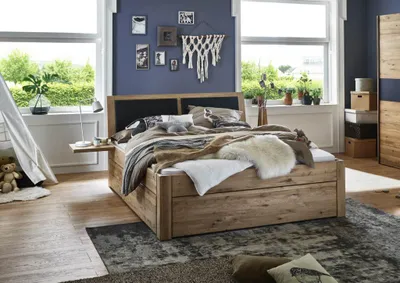 Produktbild von Bett Lyngby Sonderl. 200x210 Höhe 54 Wildeiche Bianco Kopfteil Bettkasten Blende