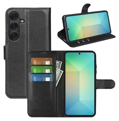 Obrázek produktu pro Pro Samsung Galaxy S25 Smart Leatherette Book Wallet Pouzdro na mobilní telefon Black