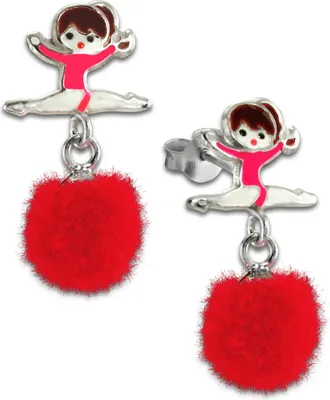 Produktbild von Teenie-Weenie Ohrringe Ballerina Kinder Puschel 925 Silber Ohrstecker SDO8556P