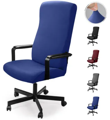 Produktbild von Bürostuhlbezug Set, elastisch, waschbar, 2 Stück, blau, für Drehstuhl und Computerstuhl