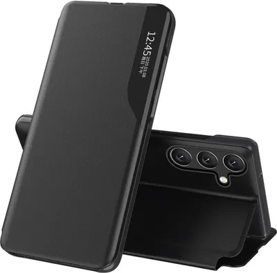 Immagine prodotto di Custodia View in ecopelle per Samsung Galaxy S24 Fe con patta e supporto - Nero