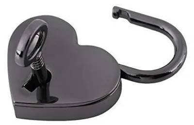 Immagine prodotto di Luchetto a forma di cuore, mini, nero, in lega di zinco, con chiave