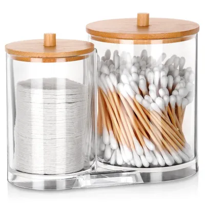 Immagine prodotto di Organizer da bagno per contenitori, Cotone fioc, dischetti cosmetici, igienico, 2 in 1