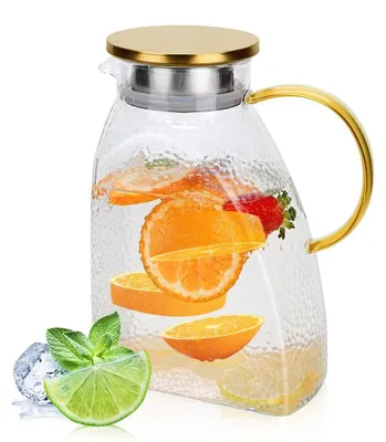 Immagine prodotto di Solidchoice - Brocca d'acqua in vetro da 1,8 litri con coperchio in acciaio inossidabile